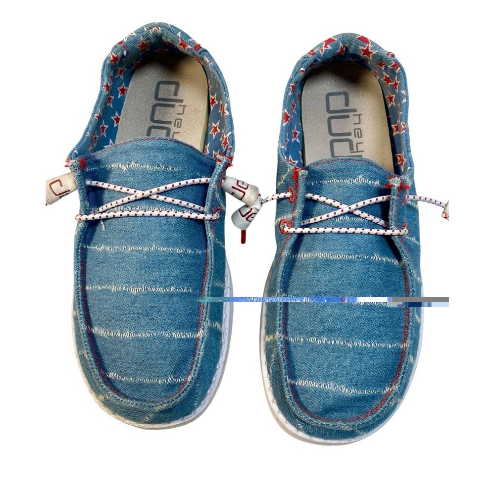 Hey Dude Wendy Women's Slip-On Canvas Shoes Wendy Star Lightweight Comfort US 5